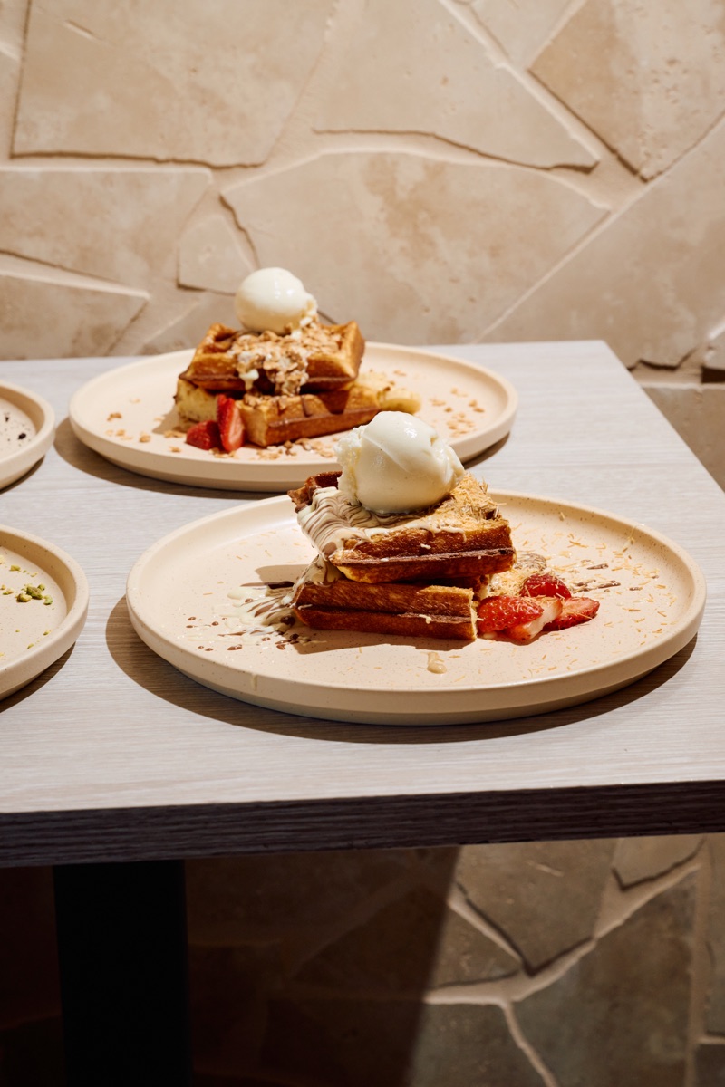 A selection of URTH waffles and toppings