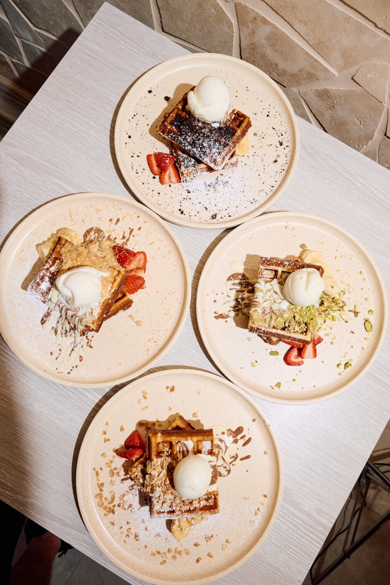 A selection of URTH waffles and toppings