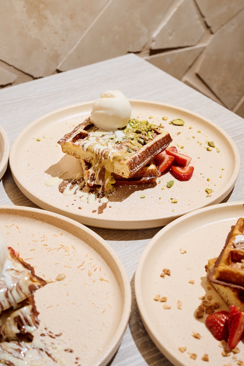 A selection of URTH waffles and toppings